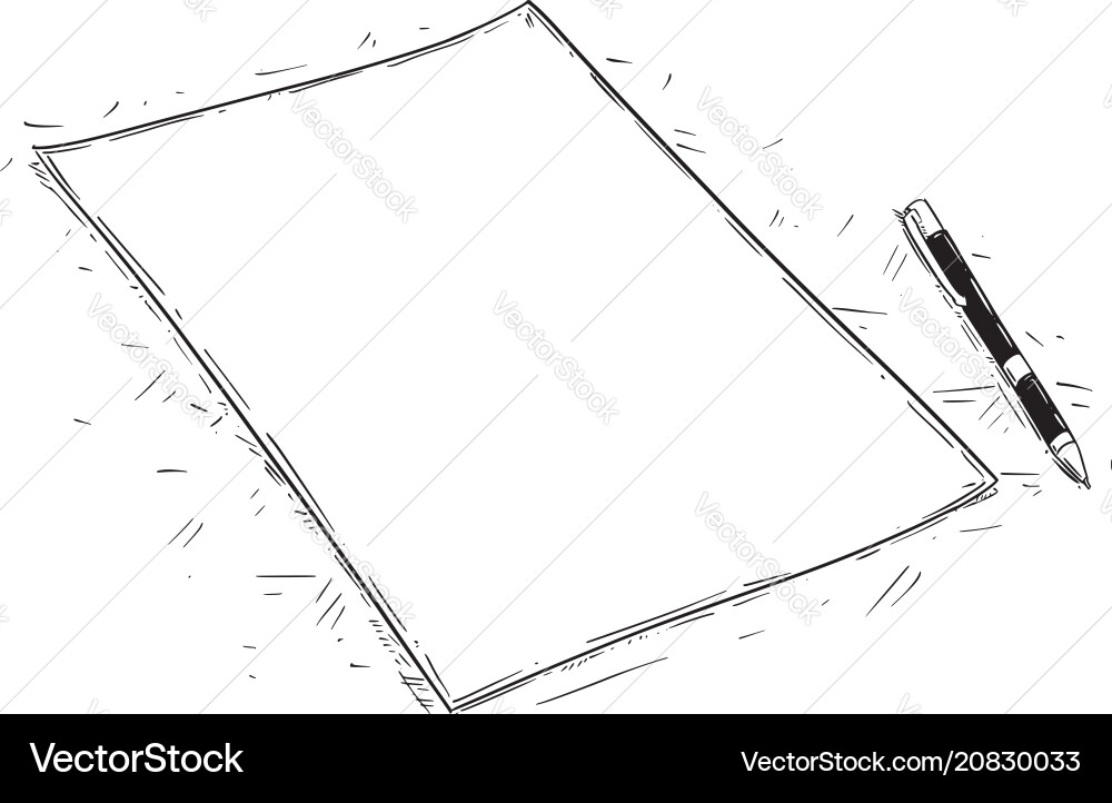 Empty Sheet of Paper with Pen Vector Image