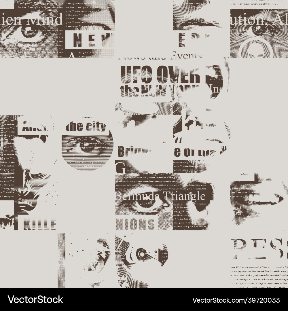 Fragmented Newsprint Pattern vector image