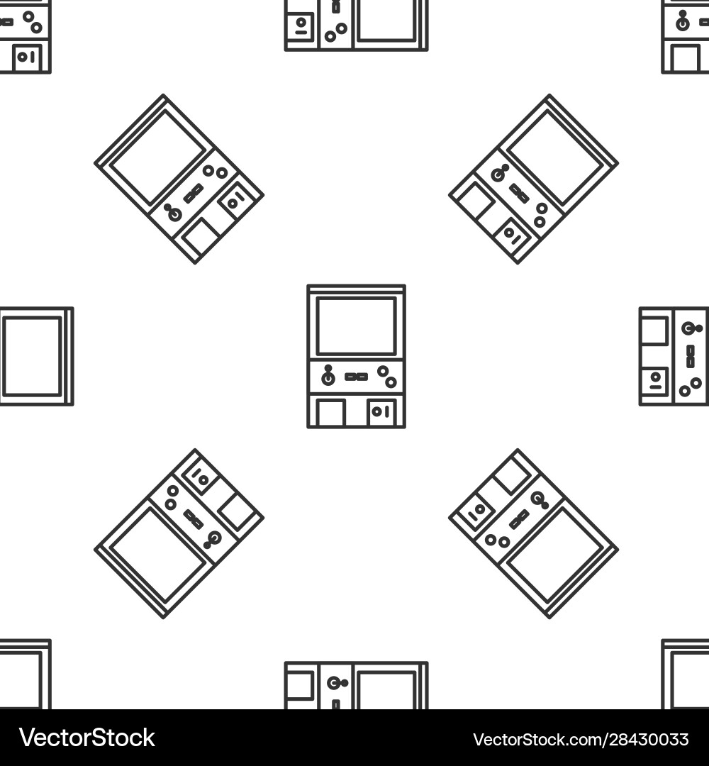 Grey line retro arcade game machine icon isolated Grey line retro arcade game machine icon isolated vector image