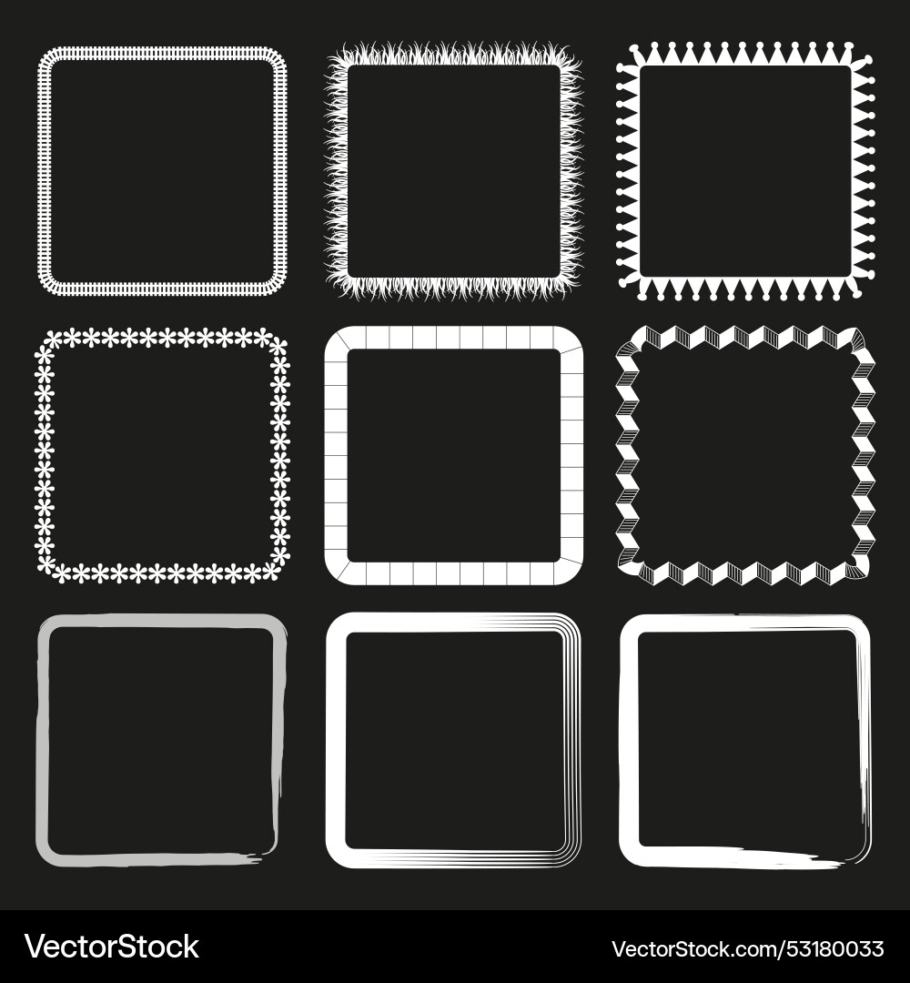 Hand drawn rectangular frames square set Vector Image