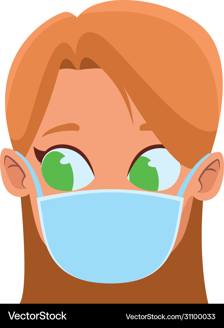 Head girl using face mask for covid19 Head girl using face mask for covid19 vector image