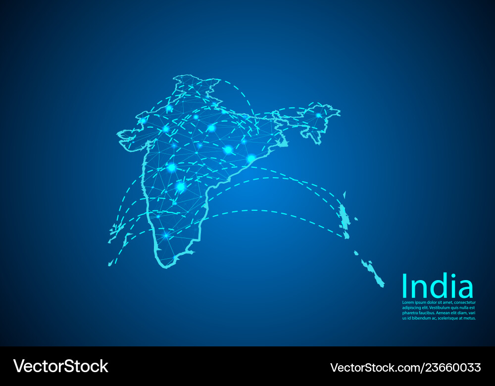 Indien Karte mit Knoten verknüpft durch Linien Konzept Indien Karte mit Knoten verknüpft durch Linien Konzept vektorbild