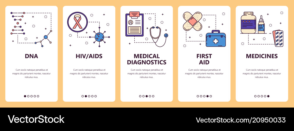 Line art web and mobile app template set vector image