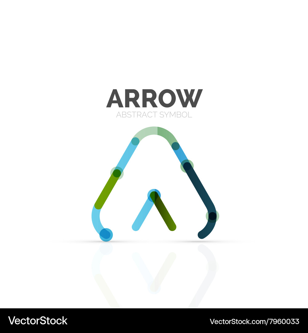 Linear arrow abstract logo connected multicolored vector image