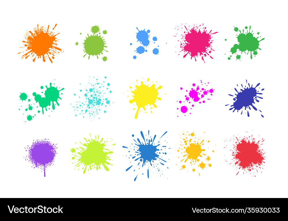 Paint splashes grunge colored splatters Paint splashes grunge colored splatters vector image