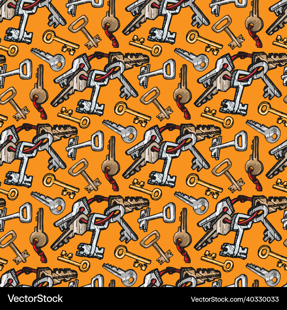 Seamless pattern of keys hand drawn Seamless pattern of keys hand drawn vector image