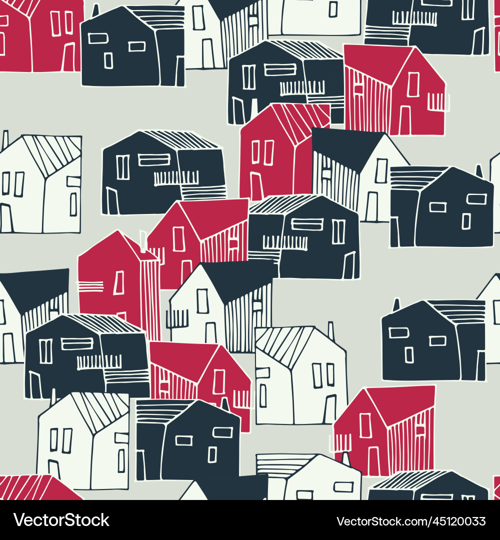 Seamless pattern with townscape in color Seamless pattern with townscape in color vector image