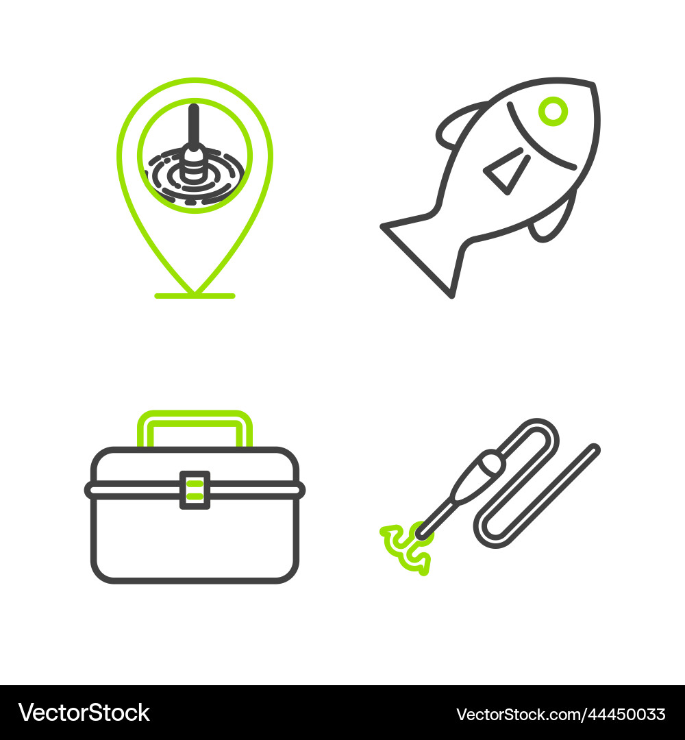 Set line fishing with hook and float case Set line fishing with hook and float case vector image