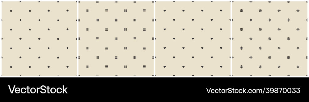 Set of simple seamless patterns with symbols Set of simple seamless patterns with symbols vector image