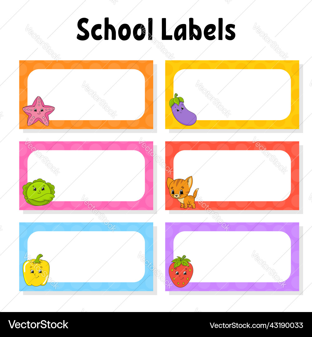 Set stickers for school empty template name tags Set stickers for school empty template name tags vector image