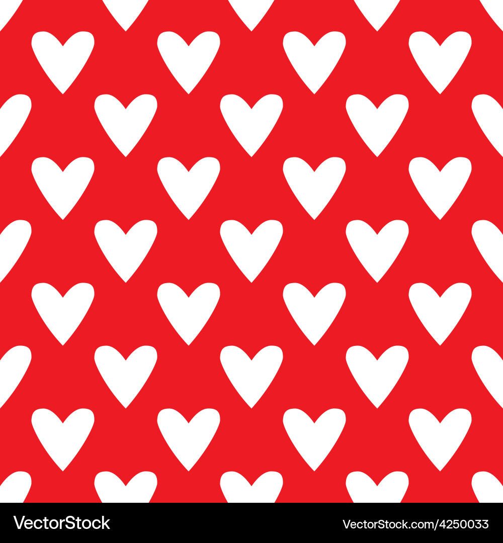 Tile cute pattern with white hearts red background