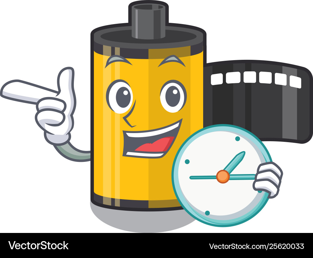 With clock camera roll isolated character Vector Image