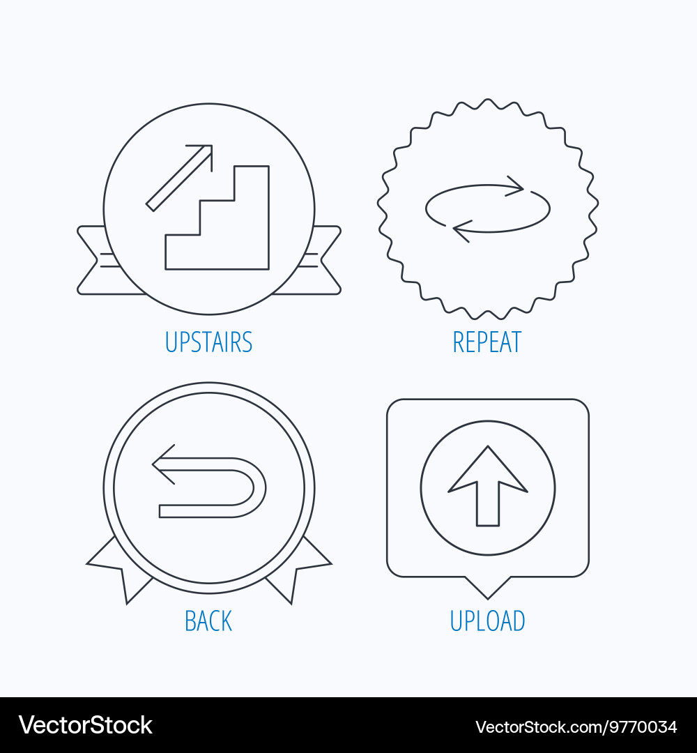Arrows icons upload repeat linear signs vector image
