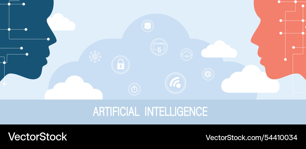 Artificial intelligence and computer technology Artificial intelligence and computer technology vector image