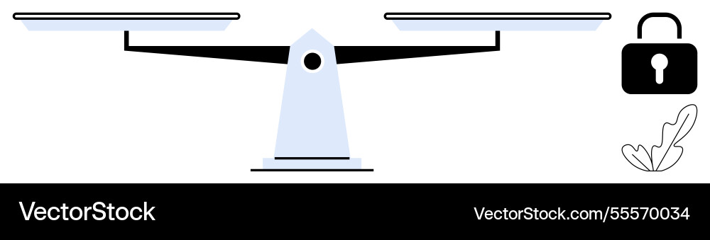 Balancing act representation with scales lock Vector Image