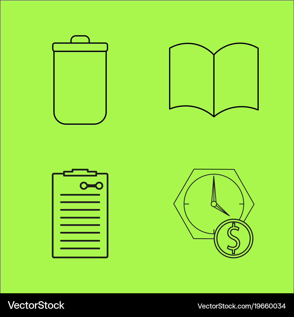 Basic content simple linear outline icon set vector image