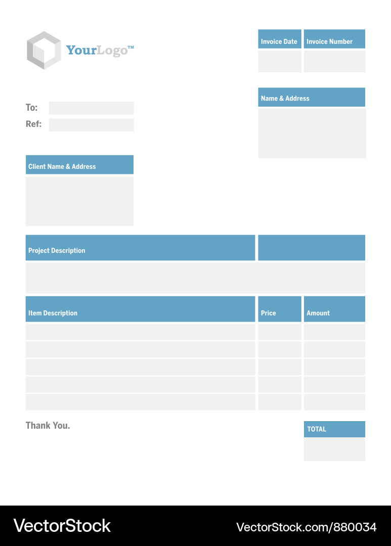 Blank invoice template vector image