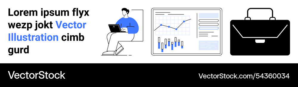 Business professional working remotely with data Business professional working remotely with data vector image