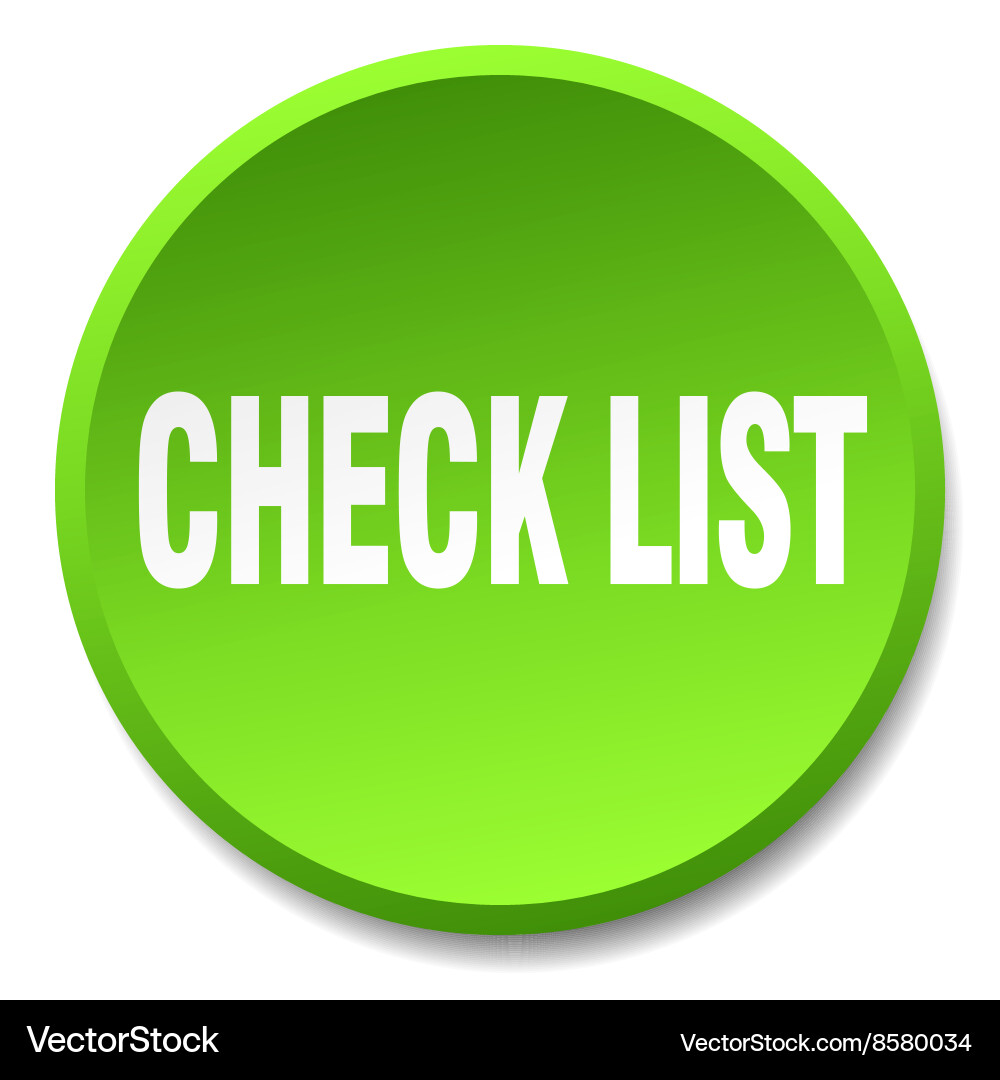 Check list green round flat isolated push button vector image