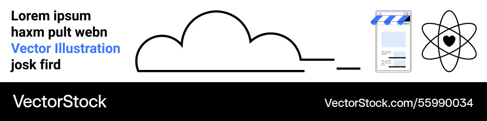 Cloud with code interface elements and atomic Cloud with code interface elements and atomic vector image