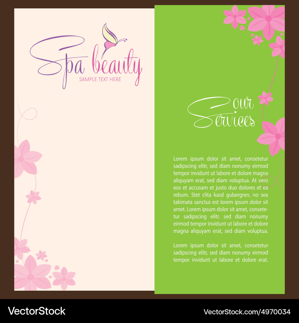 Colored background with text and spa icons vector image