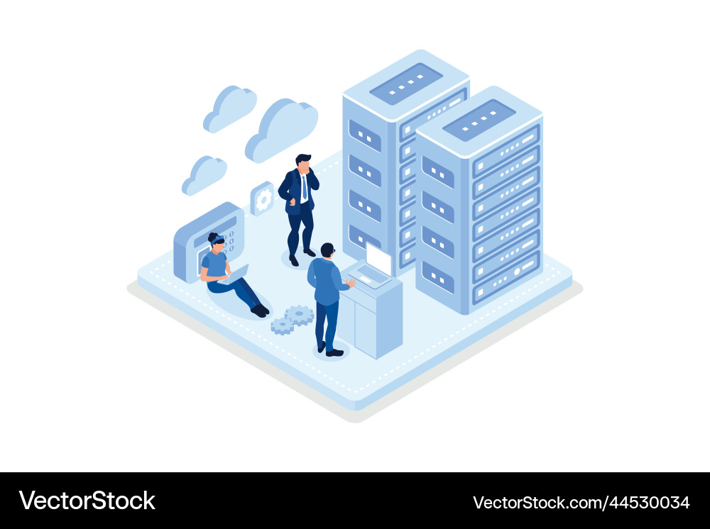 Data center concept with character can use Data center concept with character can use Vector Image