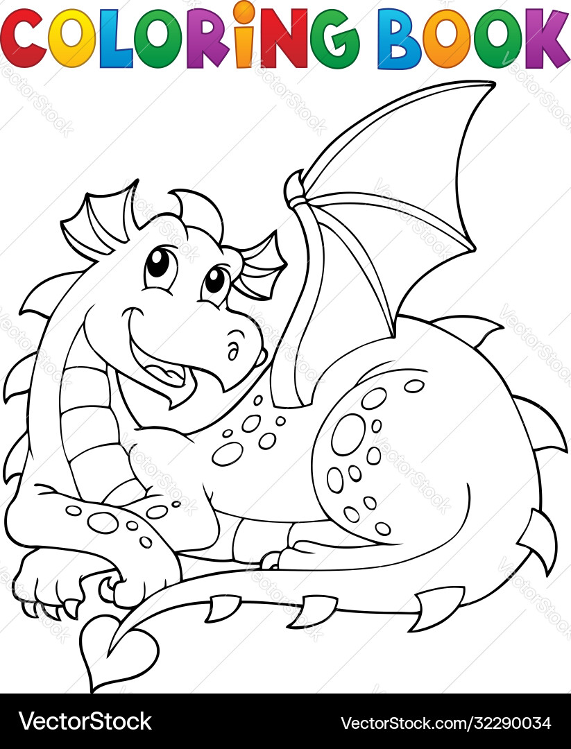 Dragon Coloring Book - Fantasy Theme Vector Image