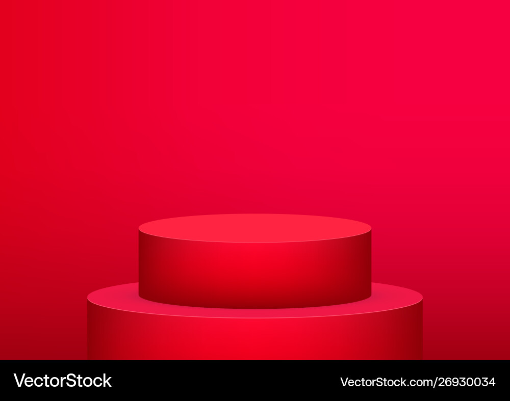 Empty podium studio red background for product Empty podium studio red background for product Vector Image
