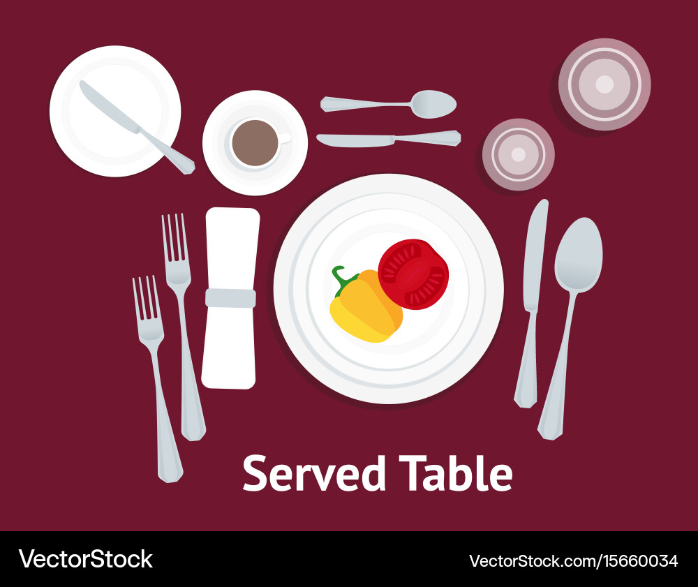 Formal Table Setting with Vegetables vector image