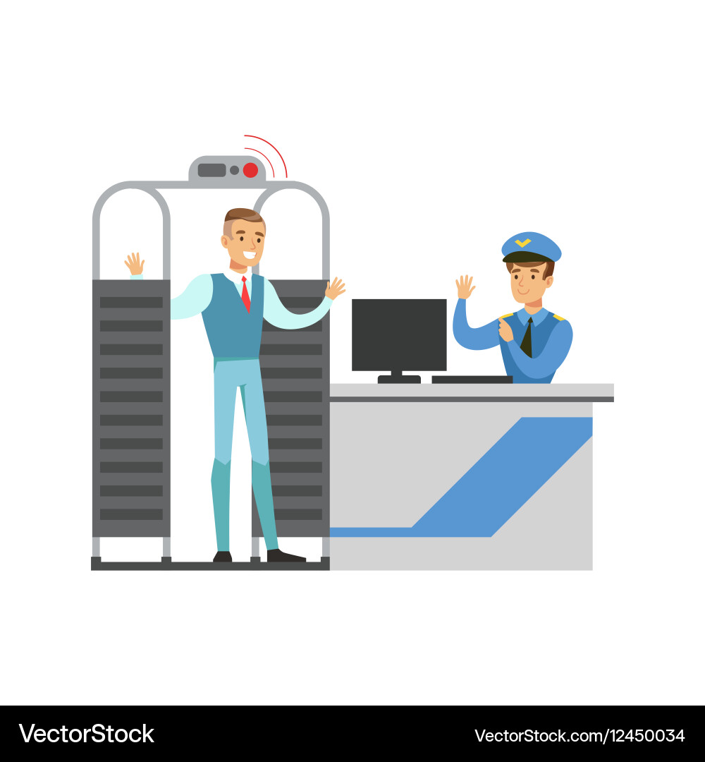 Full body scan in security check part of airport Vector Image