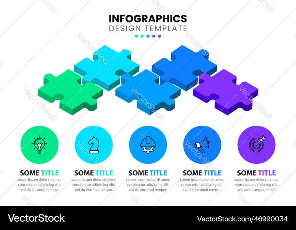 Infographic template puzzle with 5 steps and icons Infographic template puzzle with 5 steps and icons vector image