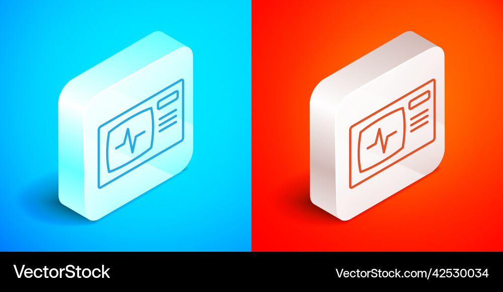 Isometric line computer monitor with cardiogram Isometric line computer monitor with cardiogram vector image