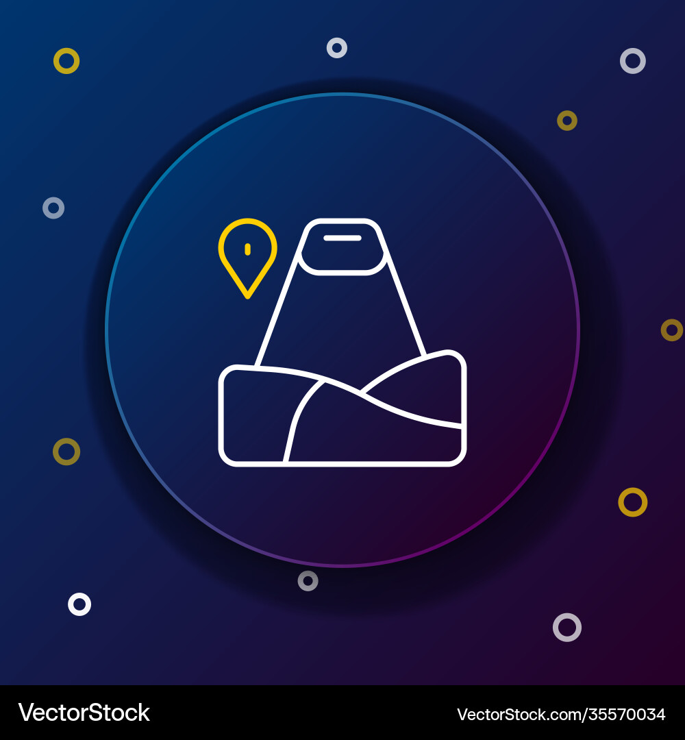 Line map pointer with mountain icon isolated vector image