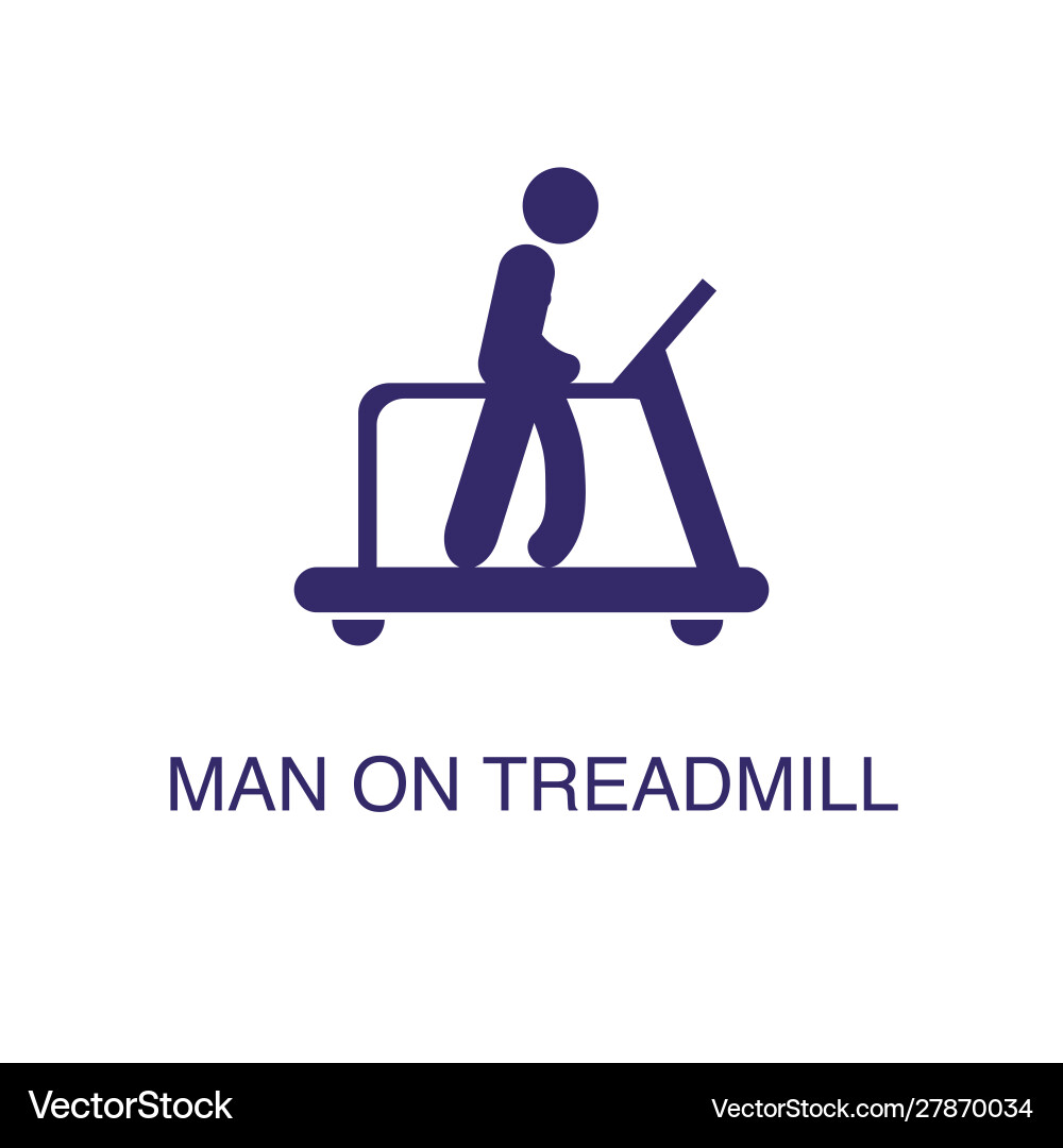 Man on treadmill element in flat simple style vector image