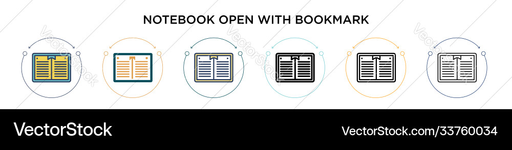 Notebook open with bookmark icon in filled thin Notebook open with bookmark icon in filled thin vector image