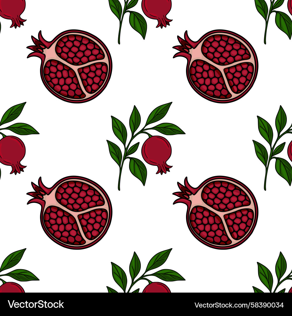 Pomegranate Slice Pattern Vector Image