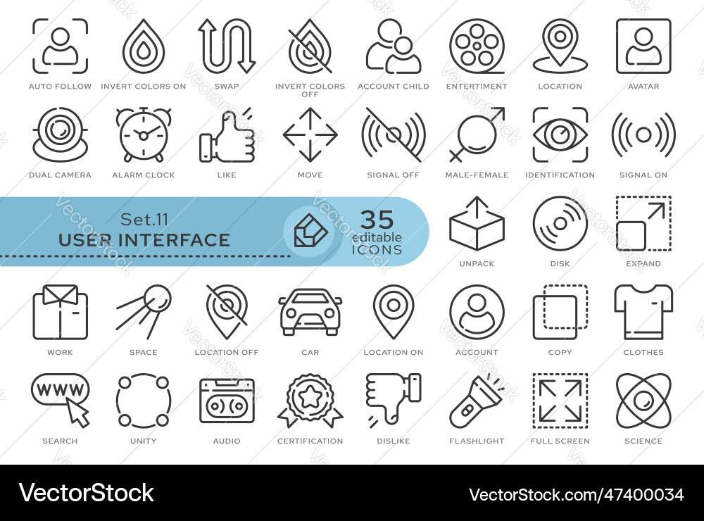 Set icons user interface 11 Set icons user interface 11 vector image