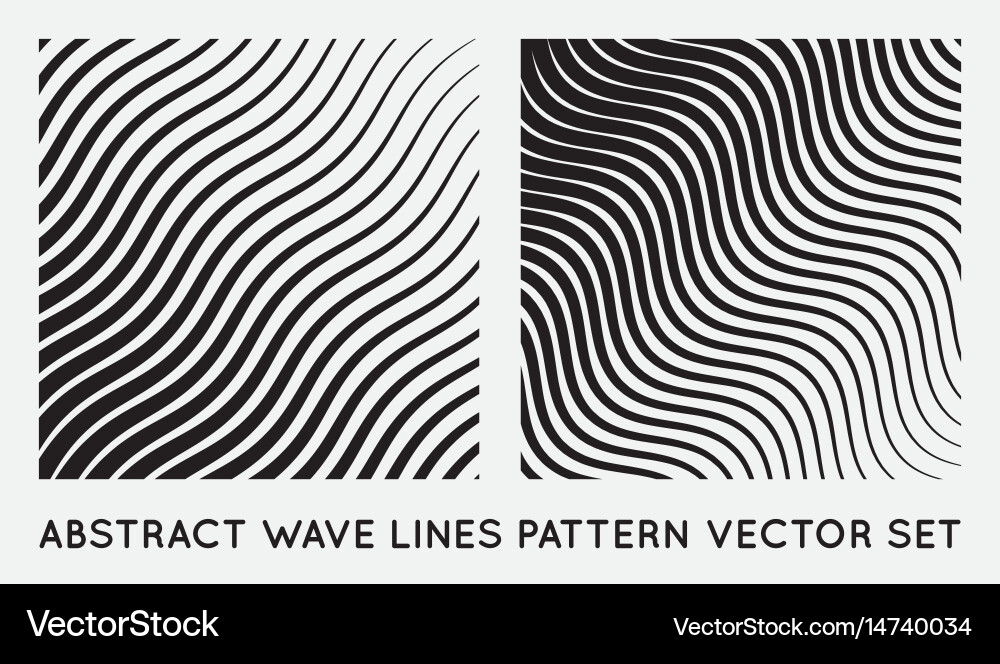 Set wave oblique smooth lines pattern vector image