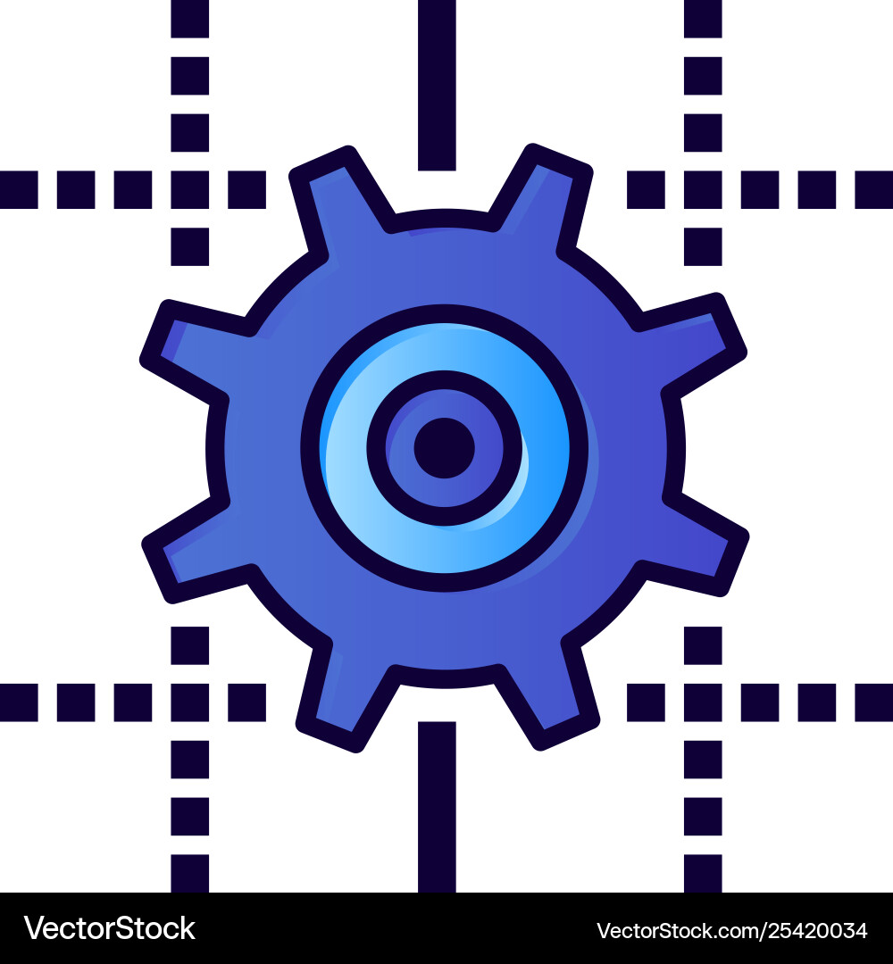 Setting gear computing line flat color icon Setting gear computing line flat color icon vector image