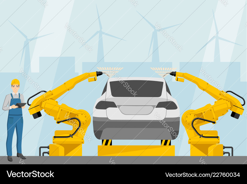 Smart Factory Automation - Robot Welding vector image