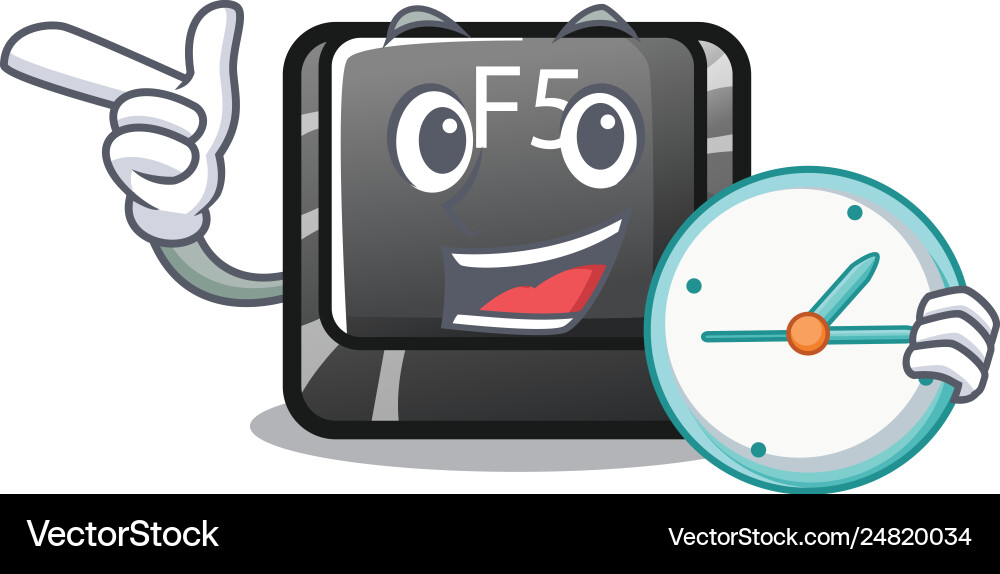 With clock f5 installed on mascot computer vector image