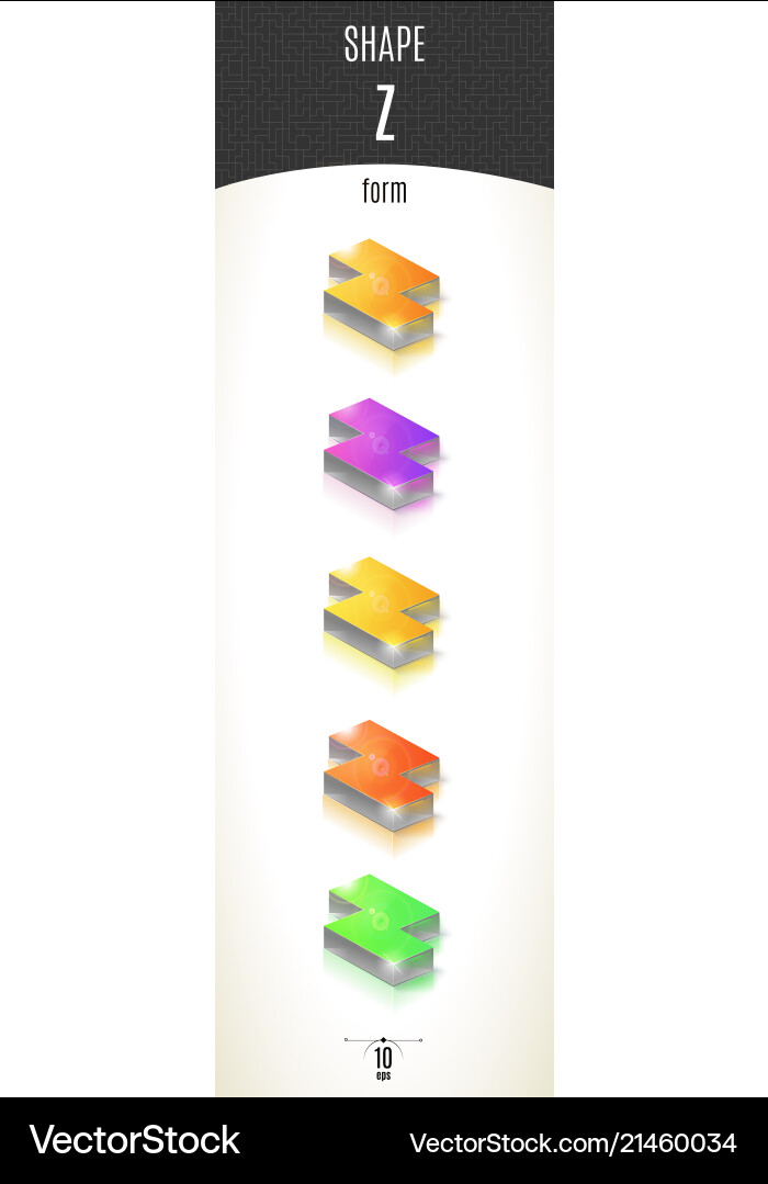 Z-form shiny 3d-part on white background set vector image