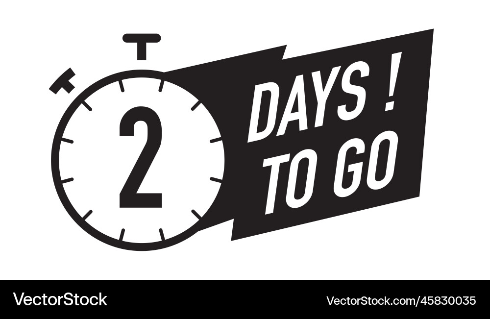 2 days to go timer symbol black color vector image