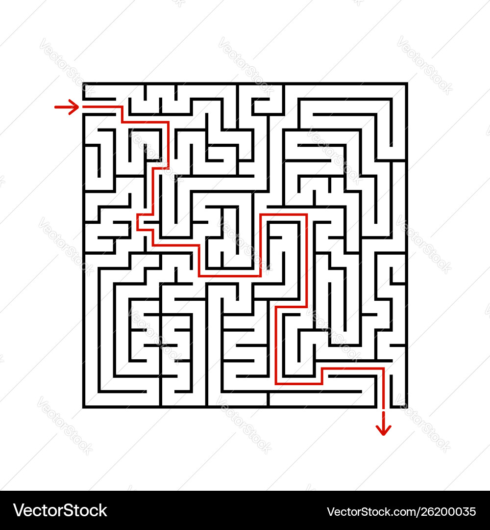 Black square maze with entrance and exit a game Black square maze with entrance and exit a game vector image