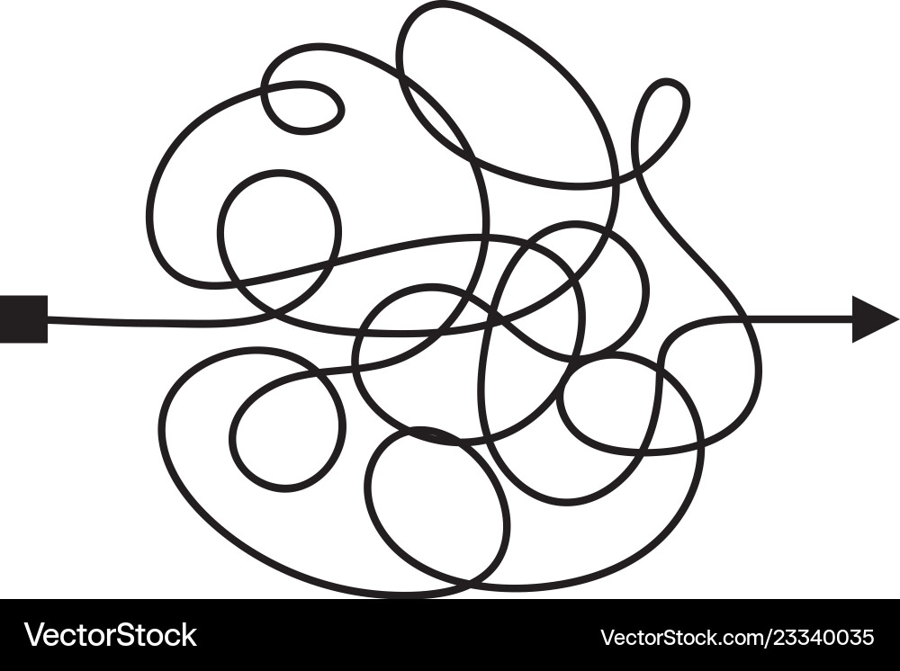 Confused complicated way as chaos or problem Confused complicated way as chaos or problem vector image