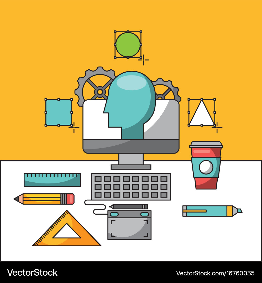 Creative process icon flat Royalty Free Vector Image
