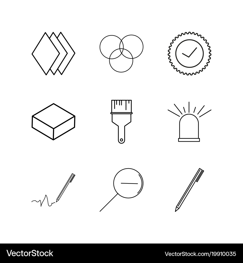 Design elements linear icon set simple outline vector image