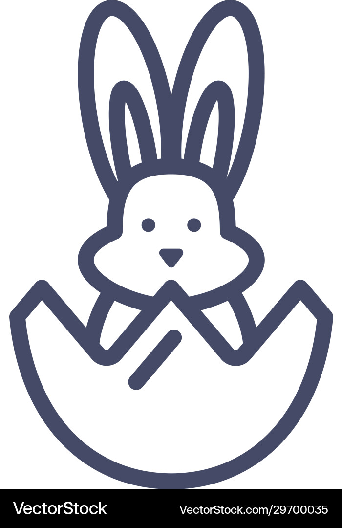 Eggshell with cute rabbit icon line style Eggshell with cute rabbit icon line style Vector Image