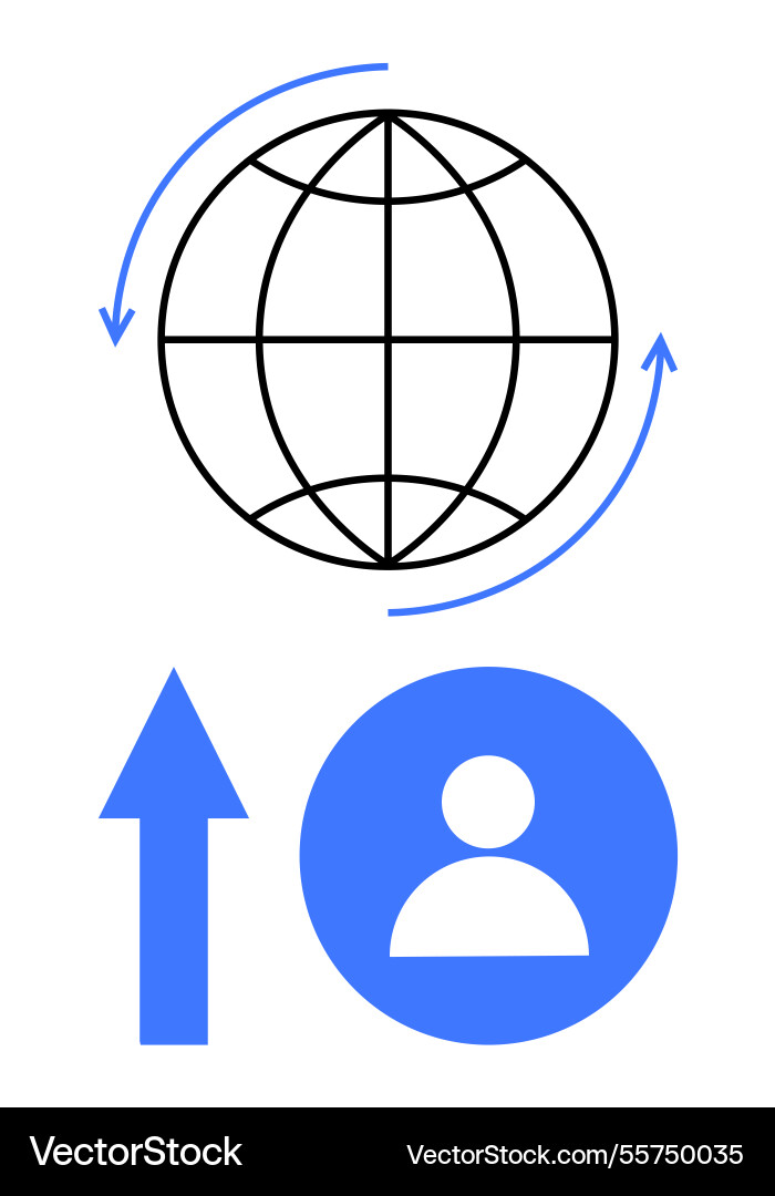 Global connectivity and user growth with upward Global connectivity and user growth with upward vector image