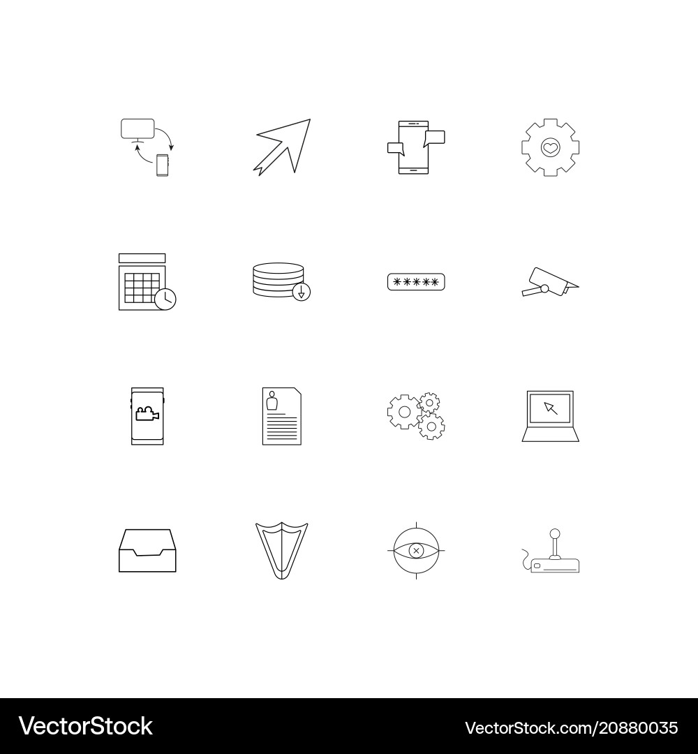 Internet technologies linear thin icons set vector image